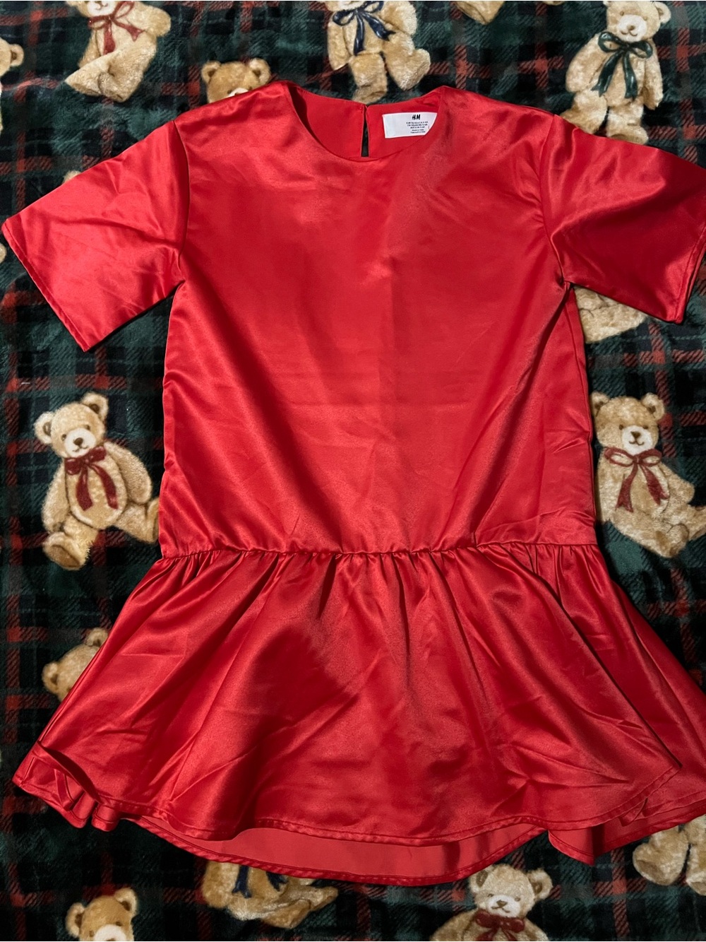 H&M Red Satin Drop-Waist Party Dress for Kids